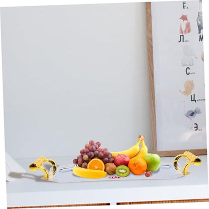 Mikinona Fruit Serving Platter Stainless Steel Dessert Serving Plate Desktop Fruit Tray for Snacks Cakes Nuts Candies Home Parties Weddings Picnics 11.02 X 7.87 X 1.37 in