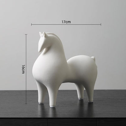 Modern Simple Ceramic White Horse Living Room Home Office Decoration (Small White Horse) - size: samll
