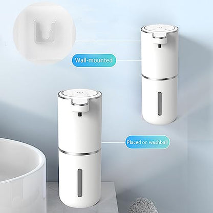 Automatic Soap Dispenser – Touchless Foaming Soap Dispenser 400ml USB Rechargeable Dispenser Electric Wall Mounted 4levels Adjustable Foam Dish Soap Pump for Bathroom Kitchen - color: White, style: Foam