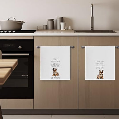 Gqtt Australian Shepherd Dish Towels Set - Funny Decorative Waffle Kitchen Towels, Hand Tea Towels, Gifts (1624 Inches, Set of 2) - color: Australian Shepherd