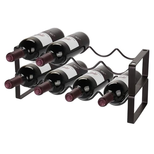 Carperipher Stackable Wine Rack Countertop, 8 Bottles 2 Tier Wine Cabinet Counter, Wine Rack Holder and Storage, Metal Wine Bottle Holder Freestanding for Cabinet - size: 2 Tier