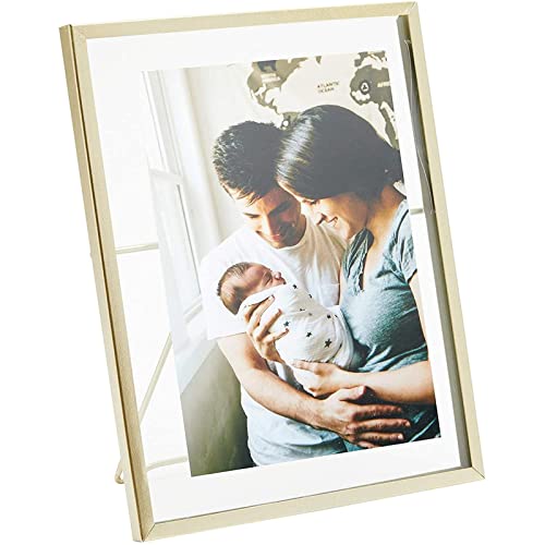 Juvale Gold Frame Floating Glass Picture Frames - 8-Pack 5x7-Inch, Gold Finish, Iron & Glass - Tabletop Home Decor & Pressed Flower Display
