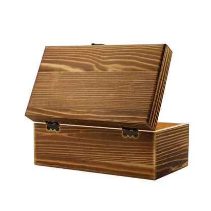 KUMGROT Wooden Box With Hinged Lid - Writable Vintage Gift Box | Handmade Solid Wood Storage for Photos, Jewelry, Coins, Cards - 7.9" x 4.5" x 2.8", Brown - style: Large Rectangular