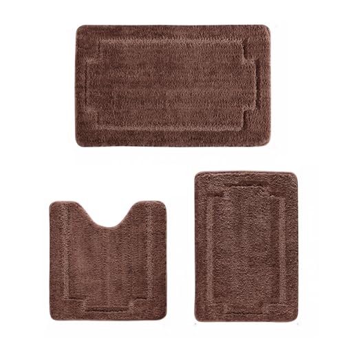 Bath Rugs Set 3 Pieces Bathroom Mat Soft Absorbent Plush Shaggy Soft Floor Non Slip Shower Bath Tub Machine Washable (cc-ser, 20"x32"/20"x20"/17"x24") - color: Cc-ser, size: 20"x32"/20"x20"/17"x24"