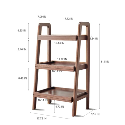 Solid Wood Ladder Shelf, 3 Tier Open Bookcase Storage Shelf | Space-saving vertical organizer, stable ladder structure, display solution for books, plants, decor and household essentials