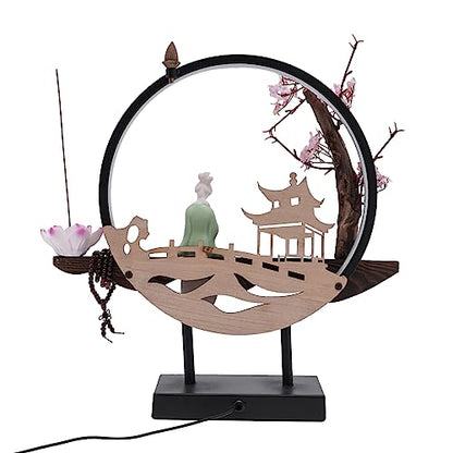 Backflow Incense Holder with LED Light, Countertop Incense Burner Holder Chinese Retro Ceramic Backflow Incense Burner for Relaxing or Home Decor (Style 2) - size: Style 2