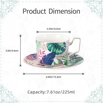 KAMMAK Tea Cups and Saucers Set of 2, Porcelain Coffee Cups, NX024 | Gold Rim, Stackable Espresso Mugs, Ceramic Demitasse for Coffee, Latte, Americano, Afternoon Tea, Elegant Gift for Women - size: 8CZNX024