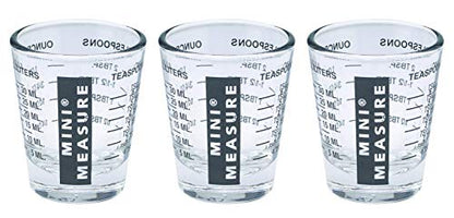 Kolder Mini Measure Heavy Glass, 20-Incremental Measurements Multi-Purpose Liquid and Dry Measuring Shot Glass, Black, Set of 3 - color: Black, size: Set of 3