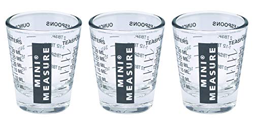 Kolder Mini Measure Heavy Glass, 20-Incremental Measurements Multi-Purpose Liquid and Dry Measuring Shot Glass, Black, Set of 3 - color: Black, size: Set of 3
