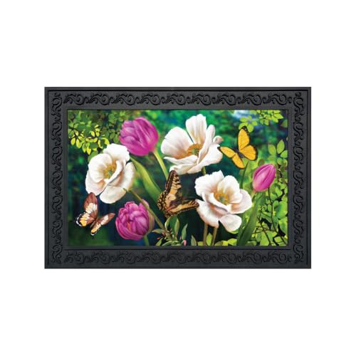 Briarwood Lane Doormat 30x18 Indoor Outdoor Butterflies and Poppies Spring for Spring Doormat - color: Butterflies Poppies