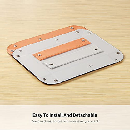 Valet Tray for Men Leather Big Entryway Key Dish Bedside Catchall Bowl 2 Dividers Travel Nightstand Organizer Caddy for Wallet Coins Dice Watch Candy, Sundries Holder for Beside Table (Orange) | Large Jewelry Vanity Tray for Keys,Coins,Wallet,Watch,Phone,