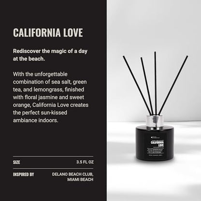 Hotel Collection | California Love Reed Diffuser Set | Hotel Inspired Luxury Essential Oil Reed Diffuser | Green Tea, Orange and Lemongrass 3.4 fl oz, 100 mL