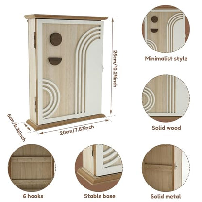 US Wooden Key Box Wall Mount Wooden Key Holder Decorative Wall Key Hanger with 6 Key Hooks Rustic Key Cabinet Key Organizer Entryway Key Holder for Wall Entryway Hallway (Style 2) - size: Style 2
