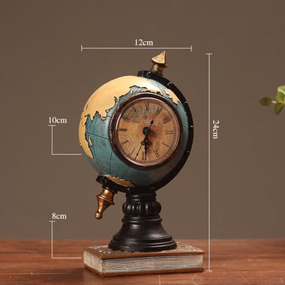 Abstract Reader Figurine Globe Figurine Clock Human Figure Resin Sculpture Artistic Shelf Decoration Suitable for