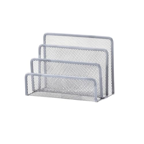 Desktop Mail Organizer Rack, Multi-Slot Letter Holder, Standing Paper File Sorter for Bills, Magazines, Documents, Mail Storage (Silver) - color: Silver