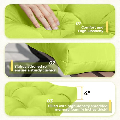 All Weather Wicker Chair Cushions of 3 Pieces, Waterproof Outdoor Wicker Chair Cushion for Patio Furniture Loveseat Settee Bench, 1 Loveseat and 2 U-Shaped Thickened Cushions, Light Green - color: Light Green
