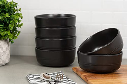 Double Line 6.25"/24 oz Cereal Bowl, Set of 6, Matte Black - color: Matte Black, size: Cereal Bowl