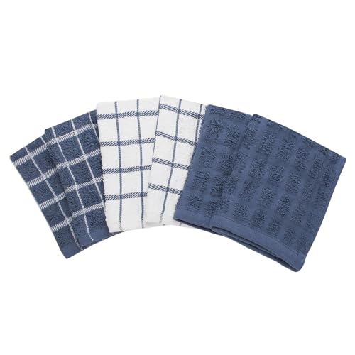 Ritz Premium 100% Cotton Terry Check Kitchen Dish Cloths - Highly Absorbent, Super Soft, Long-Lasting, 12"x12", 6-Pack, Federal Blue - color: Federal Blue, size: 6-Pack - Dish Cloths