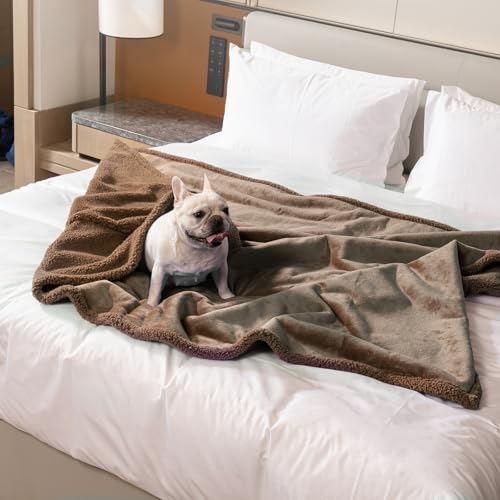 Waterproof Brown Dog Throw Blanket for Pet Couch Puppy Blankets Cover Fluffy Jacquard Fleece Leakproof Blankets Dark Color Sofa Couch Covers Mats Warm Washable-Camel,S - color: Camel, size: S-71*100cm(28*40in)