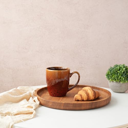 Bosmarlin Ceramic Coffee Mug Set of 4, 17 Oz, Coffee Cups with Big Handle, Microwave Safe, Unique Reactive Glaze (Orange&Red) - color: Orange&Red