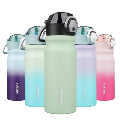 BJPKPK 18 oz Water Bottle with Straw & Handle, Insulated Stainless Flask | Leak Proof Locking Lid, Thermal, Double Wall Vacuum, Keeps Hot/Cold, BPA Free, Dishwasher Safe, Travel & Sports, Sage - color: Sage, size: 18 Ounces