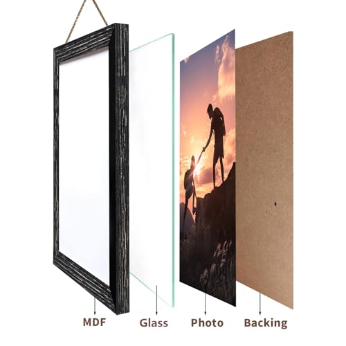 4x6 Wall Hanging Picture Frames Collage with 3 Opening Frames Black 2 Pack - color: Rustic Black, size: 4x6-2Pack