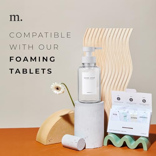 MaisoNovo Glass Foaming Soap Dispenser 14 Oz | Glass Bottles Pumps x 2 Clear - color: Clear Bottles/White Plastic Pumps/No Tray