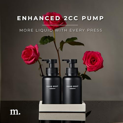 MaisoNovo Glass Foaming Soap Dispenser 14 Oz | Glass Bottles Pumps x 2 Black with Tray - color: Black Bottles/Black Plastic Pumps/Ceramic Tray