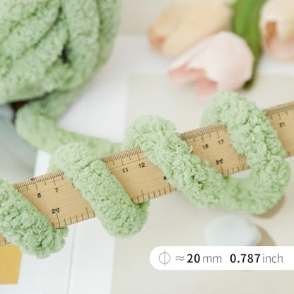 Franel Sage Green Chunky Chenille Yarn for Hand Knitting Blanket (8 Pack, Total 64oz) - Shed-Resistant Fluffy Jumbo Yarn for Crocheting, Super Bulky Big Yarn for DIY Throw, Pre-Wound & Tangle-Free - color: 28