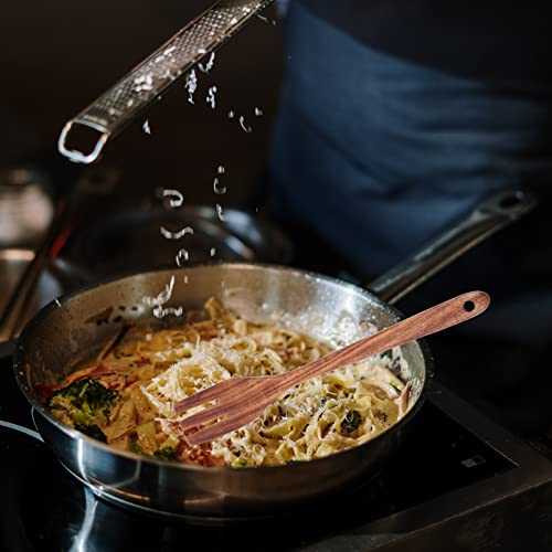 BESTonZON Wooden Serving Fork Long Handle Kitchen Utensil for Salad Mixing Cooking and Serving Ergonomic Wood Fork for Home Kitchens Restaurants Hot Pot Use 8.85In