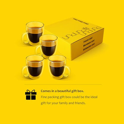 PunPun 17OZ. 500ml Clear Coffee Mugs, Glass for Coffee, Double Wall Insulated Glass Mugs with Big Handle, Every Day for Americano, Latte, Cappuccinos and Beverage.Set of 4 - color: 500ml / set of 4