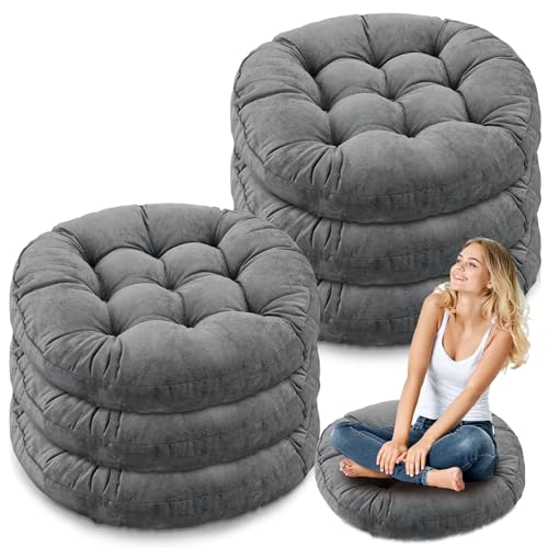 Jerify Dark Grey 6 Pcs Large Floor Pillow Cushion,Round 22 x 22 | Round Square Flexible Seating Floor Meditation Pillow for Classroom Adult Picnic Party Learning Daycare School Reading Corner - color: Dark Gray, size: Round 22 x 22
