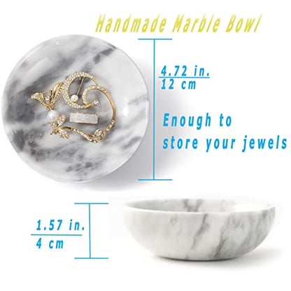 Marble Jewelry Dish - Rings Holder - color: white