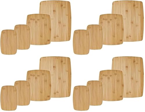 Farberware 4-Piece Bamboo Cutting Board Set - Reversible Boards for Chopping, Slicing, Charcuterie and Meal Prep - Kitchen Essential, Housewarming or Back-to-School Gift (Pack of 4) - size: 14"L x 11"W (Pack of 4), style: 4-Piece