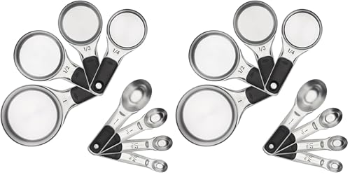 OXO Good Grips Stainless Steel Measuring Cups and Spoons 8-Piece Set,4 Cups and 4 Spoons,(Pack of 2) - size: 8 count (pack of 2), style: Set