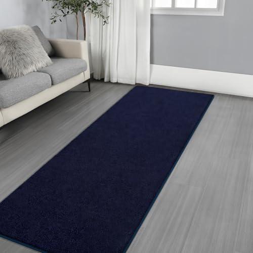 Gifeas Ultra Soft Modern Runner Rugs for Bedroom, 2x6 Feet Navy Blue | Thickened Memory Foam Indoor Solid Minimalist Carpet, Non-Slip Furry Comfy Rug for Kid Boy Girl Nursery Dorm Room Home Decor - color: Navy Blue, size: 2' X 6' (Rectangular)