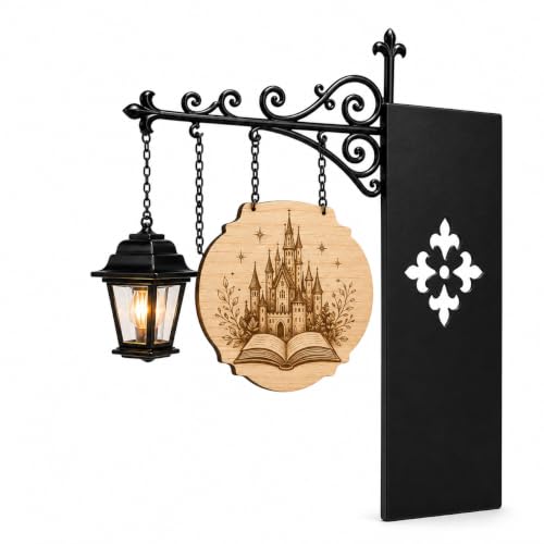 Personalized Genre Bookshelf Lamp with Warm Lantern | Custom Reading Nook Bookend Sign, Engraved Wooden, Book Lover Gift, Fantasy Library Decor