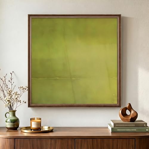 Vintage Framed Green Abstract Wall Art, Modern Sage Green Canvas Prints Artwork for Walls, Contemporary Minimalist Square Pictures for Living Room Bedroom Dining Room Bathroom Wall Decor, 24x24 In - color: Green-B, size: 24"L x 24"W