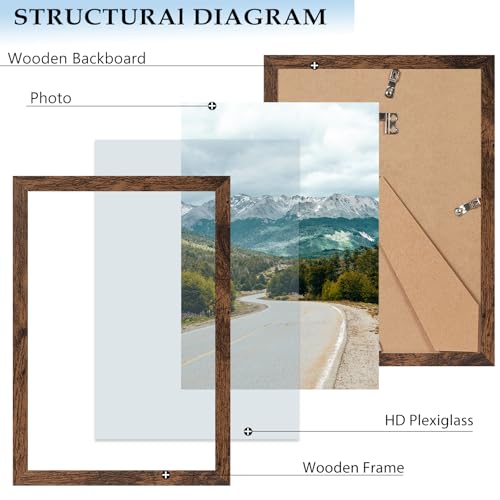 8x12 Picture Frame Deep Brown for Wall Hanging, Wood 8 x 12 Frame Photo Frame for Wall Horizontally or Vertically, Deep Brown, 3 Pack - size: 8x12 inch
