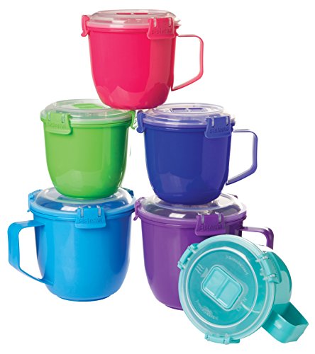 Sistema Microwaveable 900mL Soup Mug, Large Microwave Food Container with Steam-Release Vent, Dishwasher & Freezer-Safe, BPA-Free, Color May Vary, Large (Pack of 4) - size: Large (Pack of 4)
