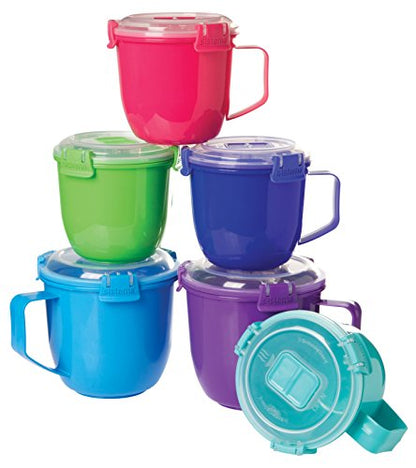 Sistema Microwaveable 900mL Soup Mug, Large Microwave Food Container with Steam-Release Vent, Dishwasher & Freezer-Safe, BPA-Free, Color May Vary, Large (Pack of 4) - size: Large (Pack of 4)