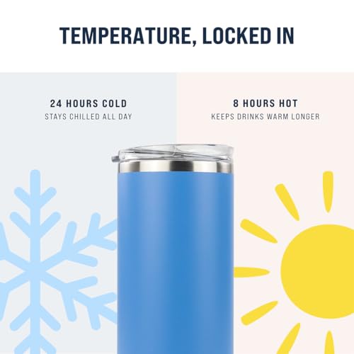 Hogg 20 oz Skinny - Steel Blue, Powder Coated Tumblers for Laser Engraving, Engravable Tumblers Bulk, Stainless Steel Cups Bulk, Insulated Cups with Lids - color: Steel Blue