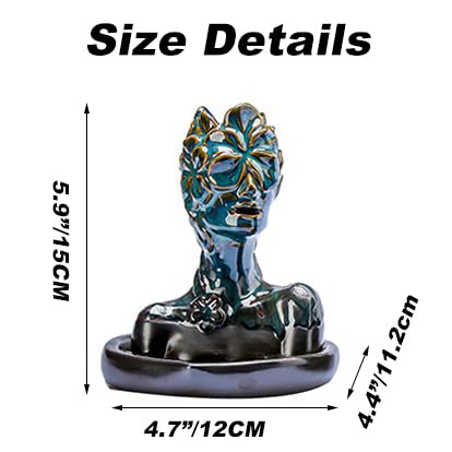 Flower Masked Half Face Women Statue Backflow Incense Holder,Waterfall Incense Burner Holder for Sticks Cones Home Office Yoga AI035 - color: Women C