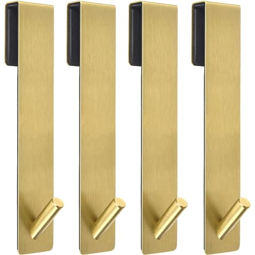 Kontoyo Shower Door Hooks (4 Pcs), 304 Stainless Steel, 7.5x1.18in, Gold, Frameless Glass Door Towel Storage, Lightweight, Heavy Duty, Rust Resistant, Removable, Non Slip - color: Gold, size: 7.5IN-4 Pack