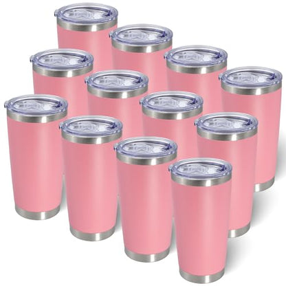 20oz Tumbler with Lid Stainless Steel Tumblers Insulated Mug Pink 12P - color: Pink