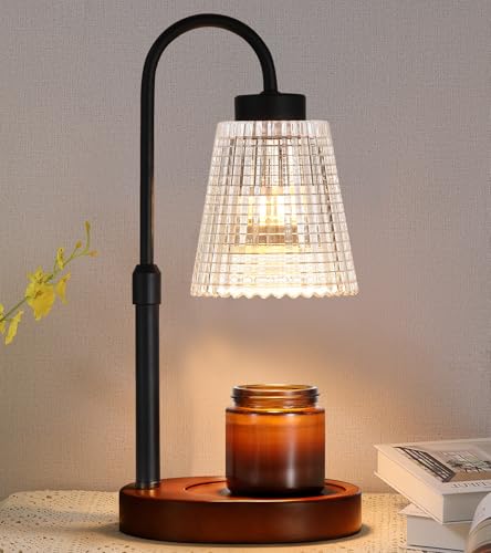 Black Candle Warmer Lamp WithTimer and Dimmer,Fragrance Electric Wax Melt Warmer with 2 Bulbs,Scented Jar Lamp,Mother's Day/Birthday/Gifts Christmas for Mom/Wife,Home Decor,Adjustable Height - color: Black Trumpet-shaped