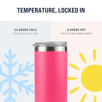 Hogg 20 oz Skinny - Bright Pink, Powder Coated Tumblers for Laser Engraving, Engravable Tumblers Bulk, Stainless Steel Cups Bulk, Insulated Cups with Lids - color: Bright Pink