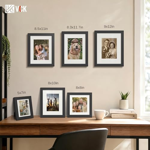 VCK Picture Frame 8x10 Inch Display Picture 5x7 with Mat or 8x10 without Mat Set of 2 Photo Frame with High Definition Real Glass Front Display Tabletop and Wall Mounting Black - color: Black, size: 8x10, style: 2 Pack