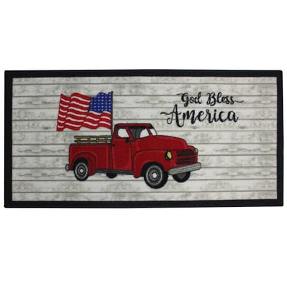 Kashi Home Kitchen Rug, Area Rug, Mat, Beautiful Print Non-Skid Latex Back God Bless America 20x40 Rectangle - color: God Bless America, size: 20x40 Rectangle