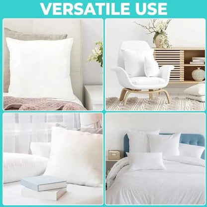 QUBA LINEN Throw Pillow Inserts (Set of 2, White), 14x14 Inches - Premium Cushion Fillers for Sofa, Bed, and Home Décor (14x14 Inch (Pack of 2)) - size: 14x14 Inch (Pack of 2)